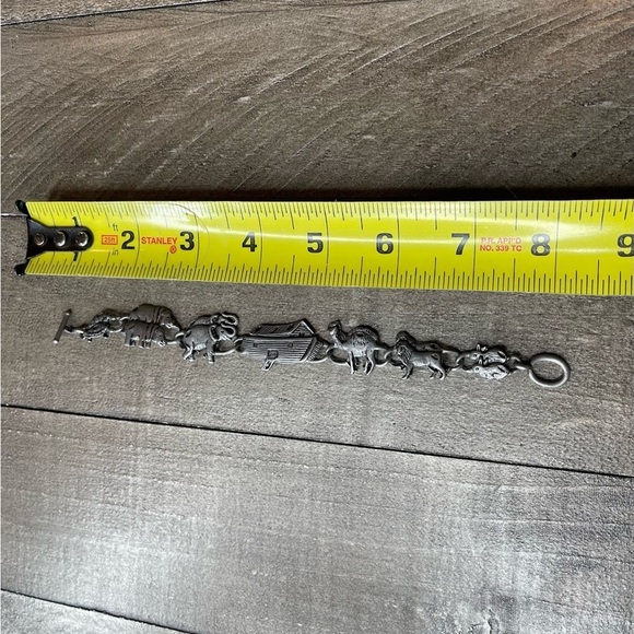 Noah’s Ark Animal Bracelet 8in Elephant Turtle Pewter Toggle - Picture 6 of 6